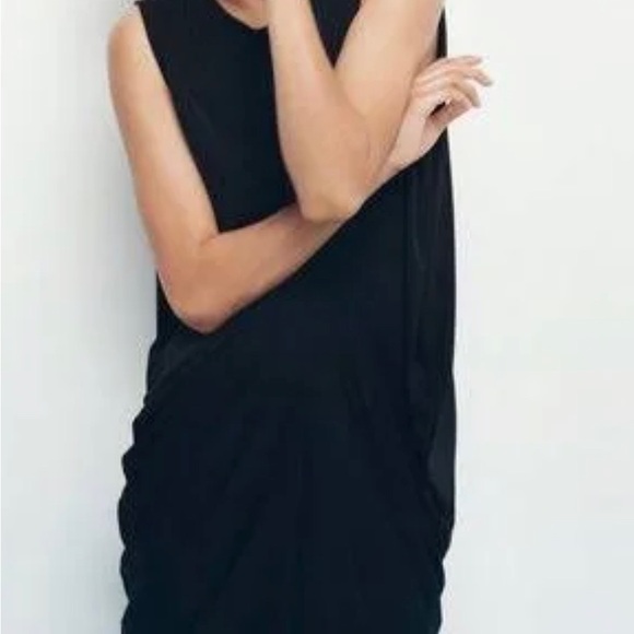 ZARA fashion icon little black draped midi dress with low folded back🔥🔥 - Picture 4 of 7